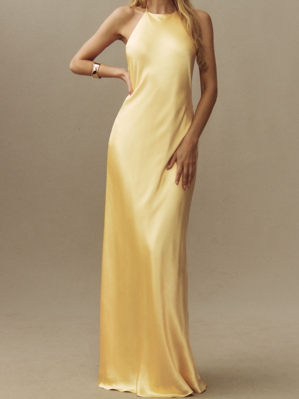 Reformation Jeany Silk Halter Column Dress